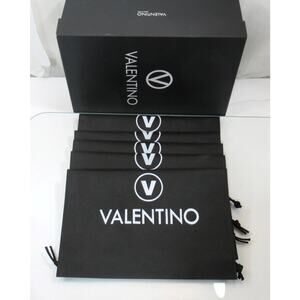 Valentino Set Of 5 Shoe Bags with Drawstrings Travel Organizer Black 15" X 11"